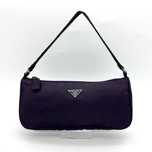 PRADA プラダ アクセサリーポーチ 紫 バイオレット ナイロン 三角ロゴ g00823-2