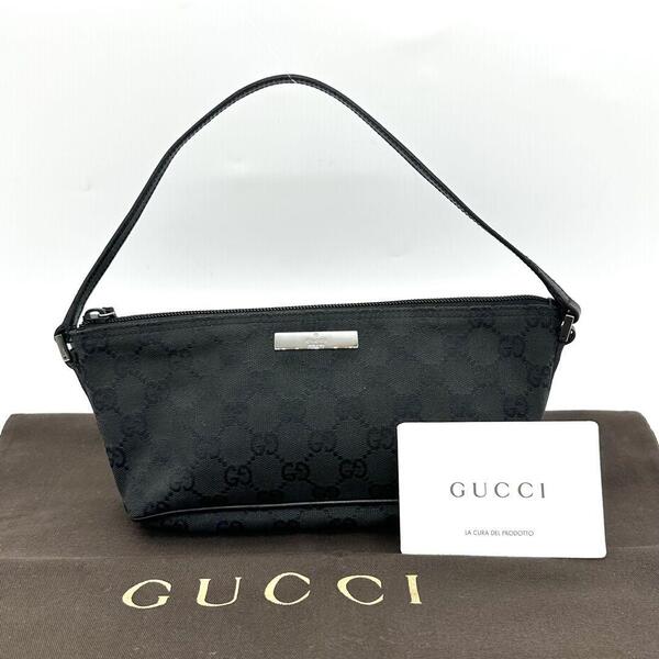 GUCCI グッチ アクセサリーポーチ ハンドバッグ GGキャンバス 黒 g00833