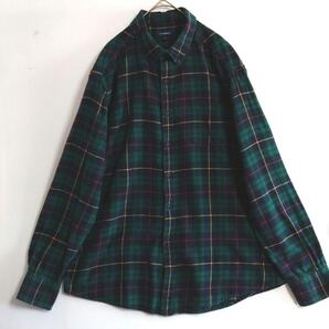2318 Croft&Barrow 長袖ネルシャツ L 緑 チェック US古着