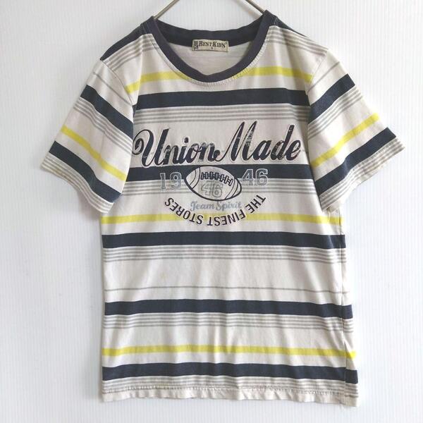709 BESTKID'S キッズ半袖Tシャツ 12 くすみ乳白紺黄色 US古着