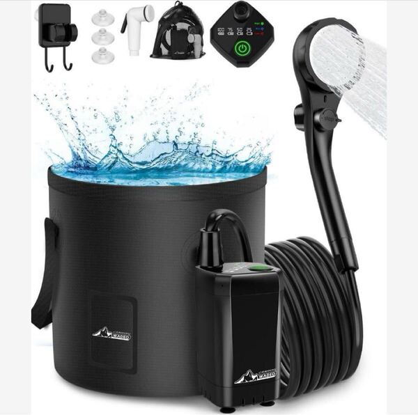 ポータブルシャワー アウトドア 携帯シャワー 20L 折りたたみ式 バケツ付き
