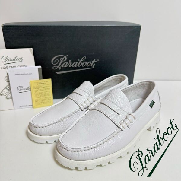 PARABOOT パラブーツ CORAUX RAID SOLE デッキシューズ コロー ローファー レザー モカシン レイドソール 23.5cm FOUL BLANC ホワイト 白