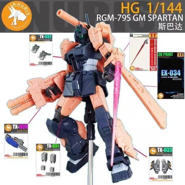 匿名即発送 【ANUBIS】1/144 HG ジム スパルタン 改造キット 6点セット 拡張 デティールアップ パーツ 3Dプリントパーツ 未組立プラモデル