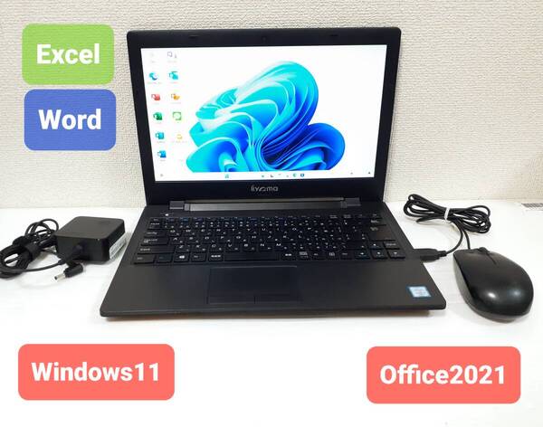 初期設定不要★iiyama Core i3 5010U 2.1GHz 4GB 500GB Windows11 Office2021 エクセル ワード パワーポイント ノートパソコンセット★