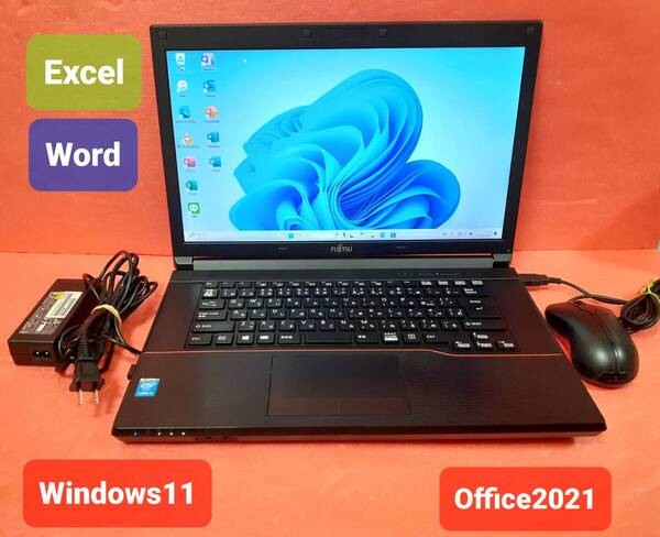 初期設定不要★富士通 Core i5 4300M 2.6GHz 8GB 500GB Windows11 Office2021 エクセル ワード パワーポイント ノートパソコンセット★