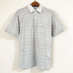 日本製★アーノルドパーマー 半袖ポロシャツ M★ゴルフウェア グレー レナウン 昭和 レトロ 50代 60代 70代 古着 y2k 中年 ボーダー