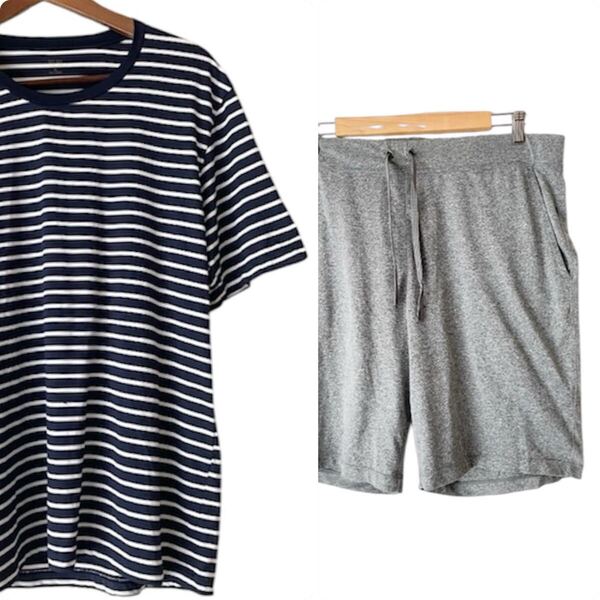 ユニクロ エアリズム 涼感 ルームウェア 上下セット XL★セットアップ パジャマ 部屋着 Tシャツ ハーフパンツ 半袖 夏 クール サラサラ