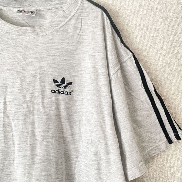カナダ製 アディダス 半袖 Tシャツ 古着 L アメリカ ライトグレー☆ヴィンテージ ビンテージ Y2K 90s 80s 平成 昭和 ゆるダボ コットン