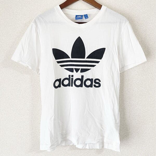 アディダス オリジナルス★半袖Tシャツ M★ホワイト 白 トレフォイル ロゴ プリント シンプル 定番 人気 デカロゴ スポーツ