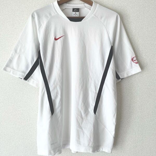 ナイキ 半袖 サッカー ゲームシャツ★Tシャツ メッシュ 通気性 NIKE DRI-FIT ドライフィット 白 ホワイト XL ポリエステル スポーツ 練習