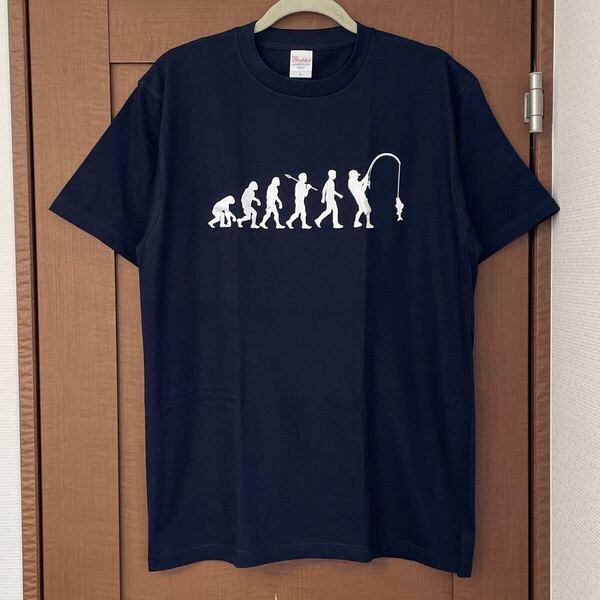 Tシャツ 釣り Lサイズ メンズ レディース ジュニア 半袖 ティシャツ フィッシング 進化論 半袖プリントTシャツ
