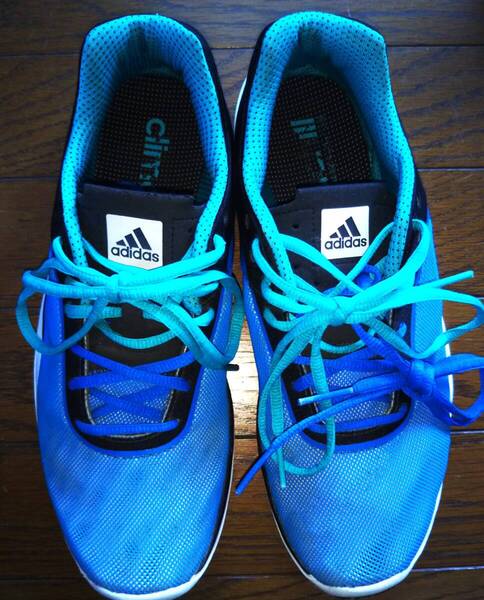 即・送込★Adidas アディダス★良品・メッシュランニング アディピュア 360.3 チル Adipure 360.3 Chill AF5460★青x緑 US9.5(27.5cm)x黒
