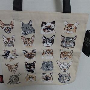 ★新品未使用★ストランドブックストア(Made in USA)ネコトートバッグ(ネコの顔)(持ち手はグレーです)(ニューヨーク)ネコA111