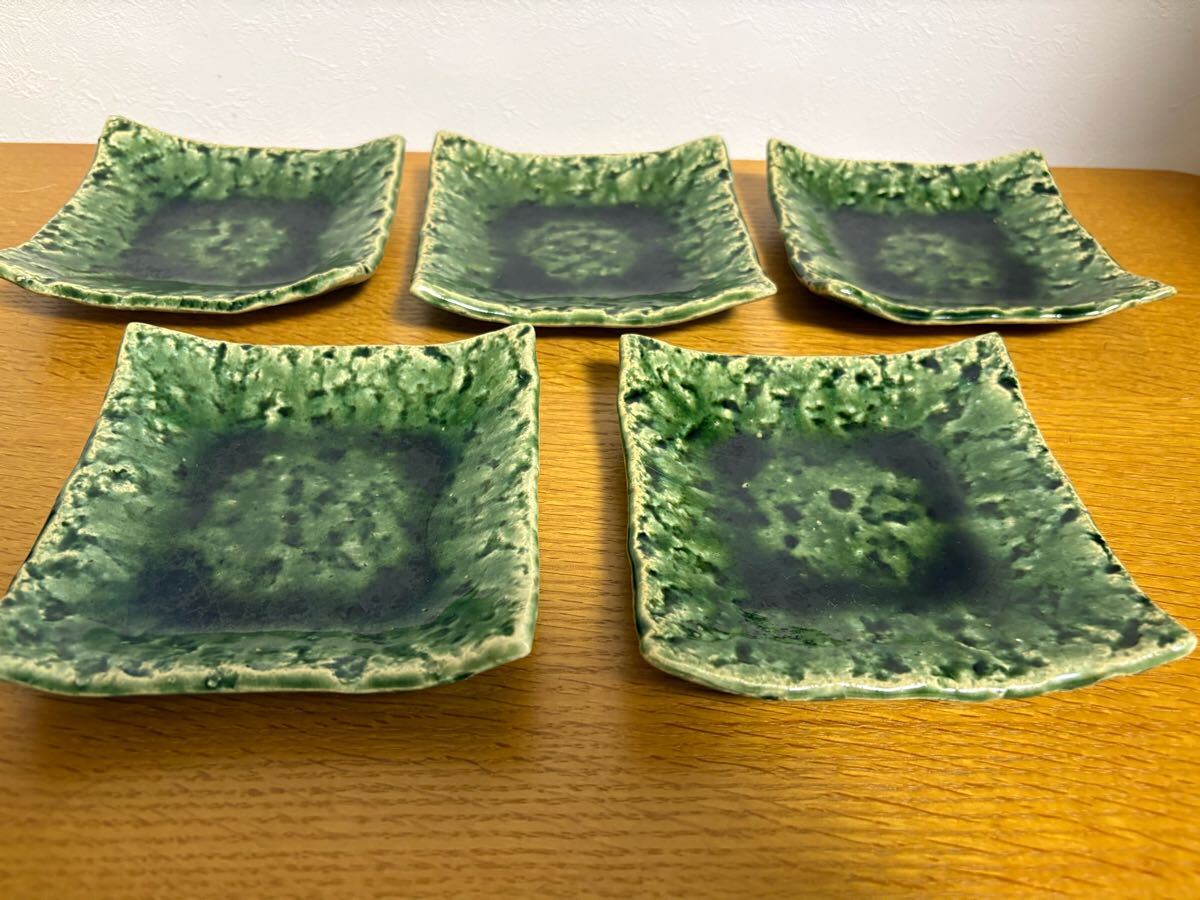 古織部 織部焼 角皿 菓子皿 蔵出し アンティーク 茶道具 10客 Yahoo!オークション -「織部焼 角皿」の落札相場・落札価格