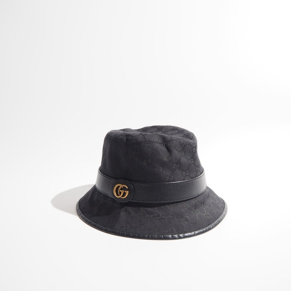 グッチ 116699 2754 ハット シェリー ハット ブラック 黒 レザー グッチ 116699 2754 ハット シェリー ハット ブラック 黒 レザー