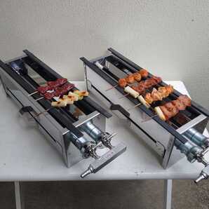 4日以内に発送します ★ 2台セット 新品 やきとり焼器台 業務用 焼き鳥焼器 イベント キッチンカー 焼き鳥丼 フェス お祭り ガス 厨房機器