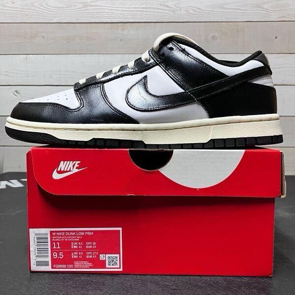 メンズ 27.5cm W NIKE DUNK LOW PRM WHITE BLACK FQ8899-100 ナイキ ダンク ローカット ブラック ホワイト