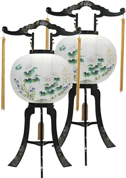 【新品未使用】盆提灯2個セット 11号サイズ 回転機能付き 高さ80cm おしゃれ 岐阜提灯 新盆 初盆に最適 伝統工芸品