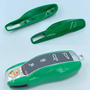 グリーン☆ポルシェ スマートキーカバー☆ キーケース キーホルダー 着せ替えマカン カイエン カレラ 911 ボクスター パナメーラ ykshopk