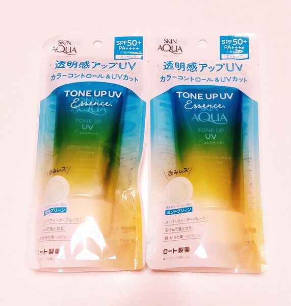 ロート スキンアクア トーンアップ UVエッセンス 日焼け止め ミントグリーン 80g 2本セット 未開封 送料込み