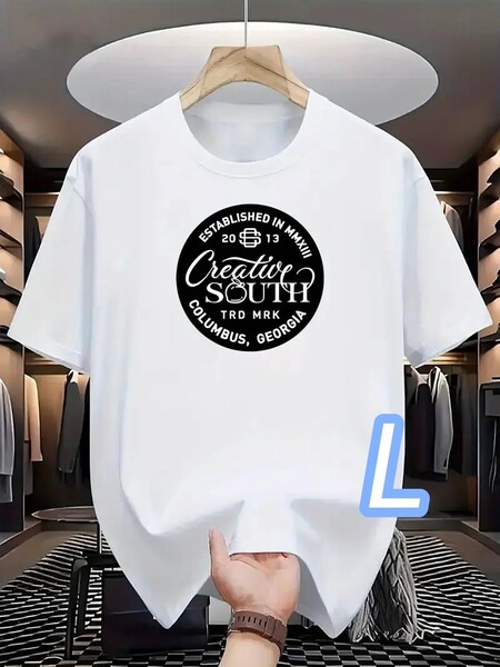 【速乾ドライT】白・Lサイズ《Craitive South》通気性●プラスサイズ■大人のこなれたTシャツ