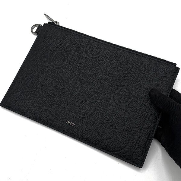 定価14万 未使用保管品 DIOR ディオール グラビティ クラッチバッグ セカンドバッグ 黒 ブラック レザー ビジネス メンズ
