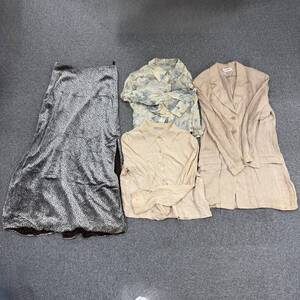 H ARMANI アルマーニ CalvinKlein カルバンクライン 洋服 おまとめ4点 シアーシャツ ジャケット スカート 花柄 ベージュ ブラウン アパレル