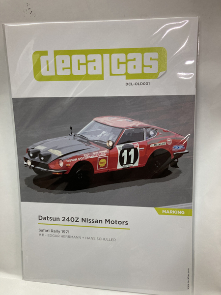 **DCL-OLD001: 1/12 ダットサン240Z サファリラリー1971(リビジョン2.修正版2) 水転写デカールDCLOLD001