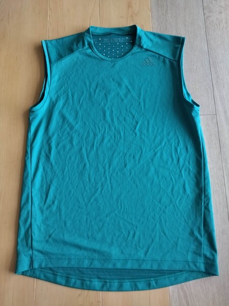 adidas アディダス LノースリーブTシャツタンクトップランニングジョギングマラソン筋トレーニンググリーン緑クライマシェル運動部活メンズ