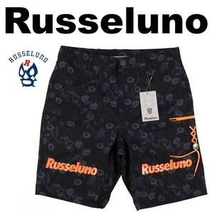 ■【size4】定価12,100円 ラッセルノ ゴルフ Russeluno GOLF ルチャ BIGロゴ 花柄&サボテン ショートパンツ 黒■