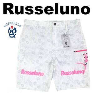 ■【size5】定価12,100円 ラッセルノ ゴルフ Russeluno GOLF ルチャ BIGロゴ 花柄&サボテン ショートパンツ 白■