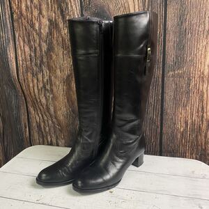 EIZOeizo-22cm чёрный черный кожаные сапоги ботинки обувь каблук