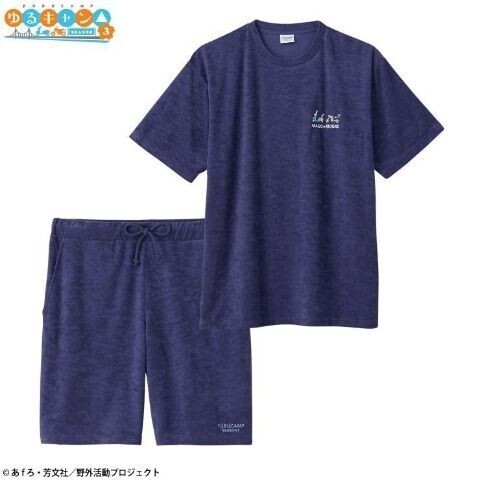 即決 ゆるキャン△ SEASON3 メンズルームウェア【L】新品タグ付き セットアップ パイル素材 Tシャツ ハーフパンツ あfろ