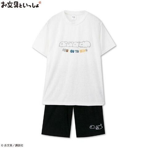 即決 お文具といっしょ メンズルームウェア【L】新品タグ付き お文具さん セットアップ パイル地 Tシャツ ハーフパンツ