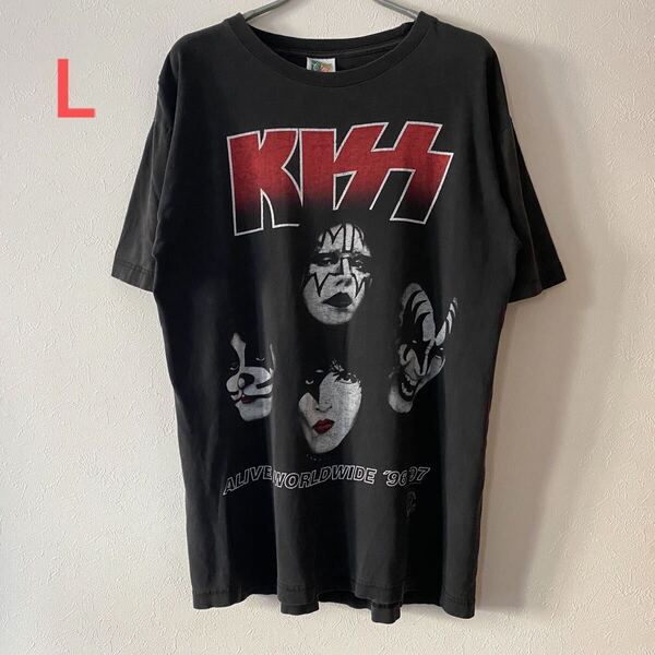 古着 ROSE 着用 90s KISS Alive Worldwide Tour Tee L キス アライブ Tシャツ Band Rap Rock バンドT ロックT ラップT ロゼ Black Pink