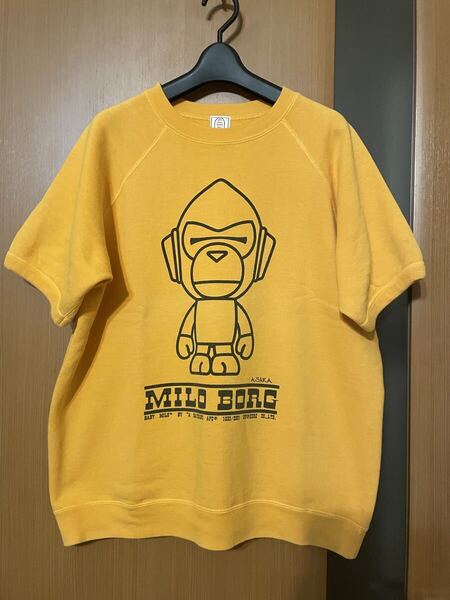 希少 アーカイブ『A BATHING APE』90sスケルトンタグ「MILO」半袖スウェット エイプ マイロ 裏原 VINTAGE ヴィンテージ M スウェット