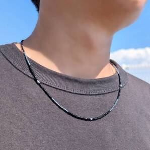 チームでオーダーOK K18WG ホワイトゴールド マルチ&ナツメカット ブラックスピネル テラヘルツ ネックレス 長さ調整可能 贈り物 ギフト