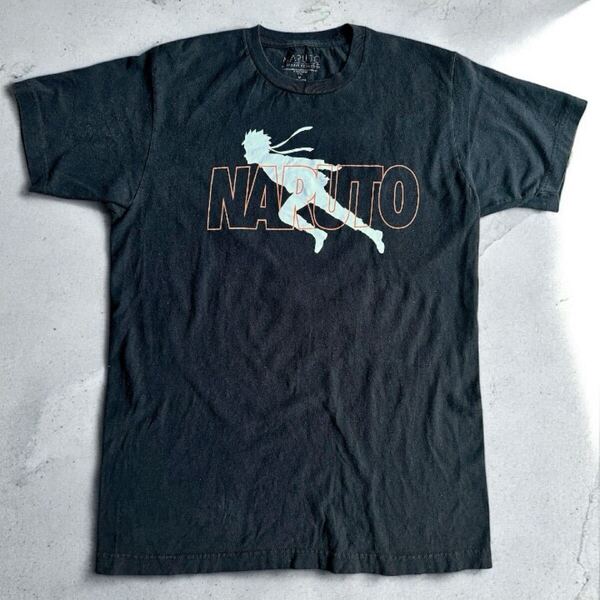 【19年製】ナルト疾風伝 アニメTシャツ Mサイズ メキシコ製 NARUTO 両面プリント うずまきナルト 古着 ブラック MADE IN MEXICO シルエット