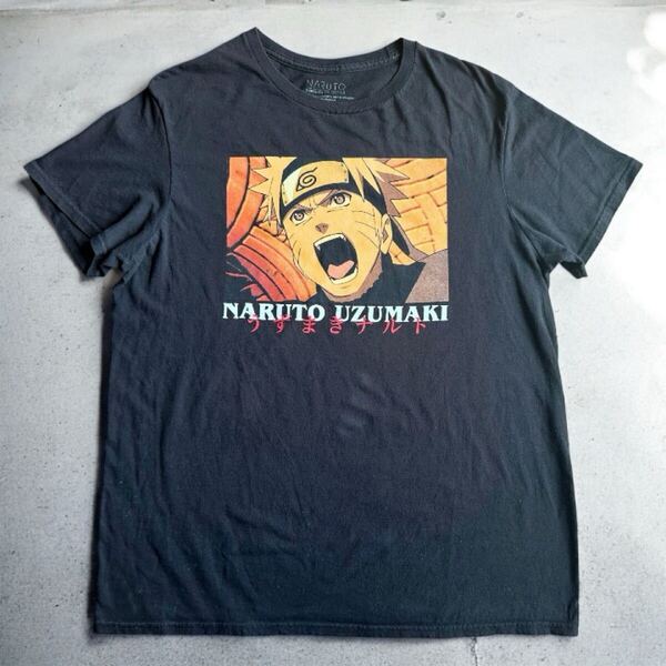 【2020年製】ナルト疾風伝 アニメTシャツ L メキシコ製 NARUTO うずまきナルト 黒 アメカジ古着 ブラック 半袖