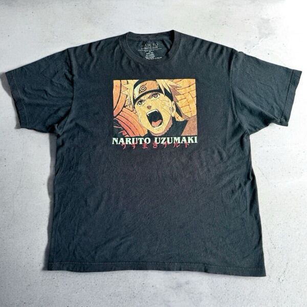 【2020年製】ナルト疾風伝 アニメTシャツ XL メキシコ製 NARUTO うずまきナルト 黒 アメカジ古着 ブラック 半袖
