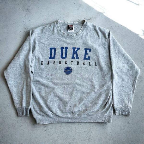90s NIKE TEAM DUKE BASKETBALL スウェット トレーナー メキシコ製 L グレー USA古着 ビンテージ ナイキ 刺しゅうロゴ ヴィンテージ