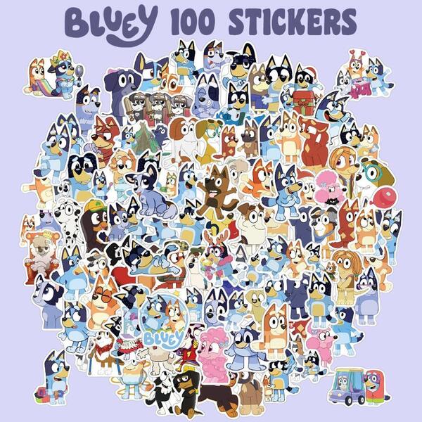 Bluey ブルーイ ステッカー 100枚セット Ver.3 PVC 防水 シール 大量 アニメ いぬ 犬 イヌ ビンゴ キャラクター 子供