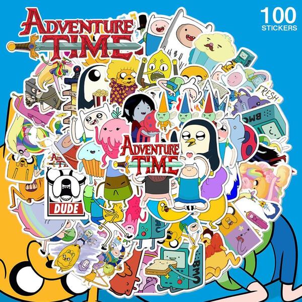 アドベンチャー・タイム ステッカー 100枚セット PVC 防水 シール 大量 Adventure Time 海外 アニメ 漫画 マンガ アメコミ キャラクター