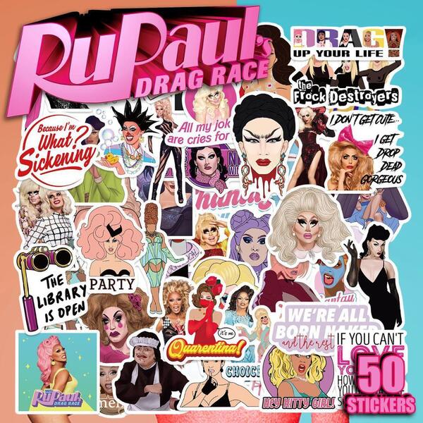 ルポールのドラァグ・レース ステッカー 50枚セット PVC 防水 シール LGBT ドラァグ・クイーン 女装 オカマ テレビ番組 映画 海外ドラマ