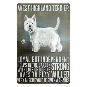 ウエスト・ハイランド・ホワイト・テリア ブリキ看板 A4 犬 いぬ イヌ ペットブリーダー ペットグッズ インテリア 犬種 サインボード