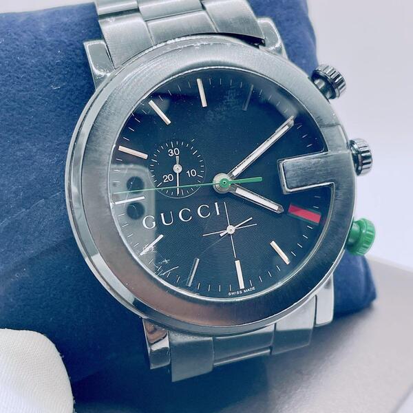 GUCCI 腕時計 クロノグラフ 101M シェリーライン ブラック 稼動品