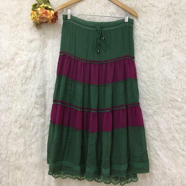 ★CECIL McBEE★セシルマクビー ロングフレアスカート【M】ウエストゴム