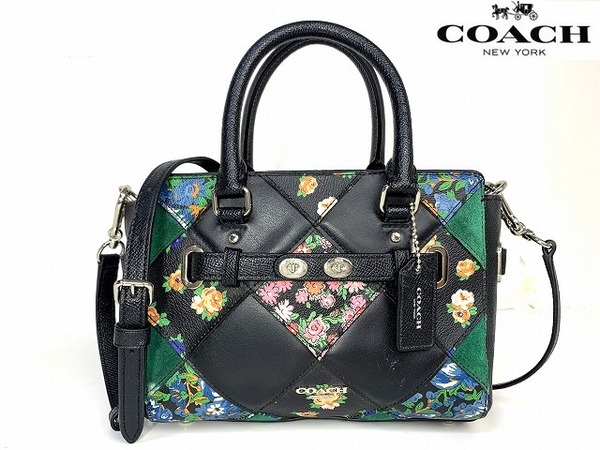美品★送料無料★ コーチ COACH ミニブレイク キャリーオール キルト パッチワーク レザー 2Way ショルダーバッグ ハンドバッグ