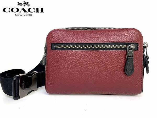 極美品★送料無料★ コーチ COACH メンズ レディース ペブルド レザー ウエスト ベルト バッグ ショルダーバッグ ボディバッグ