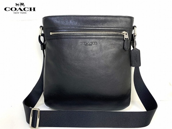 極美品★送料無料★ コーチ メンズ COACH レザー クロスボディー 斜め掛け ショルダーバッグ ビジネス ブラック